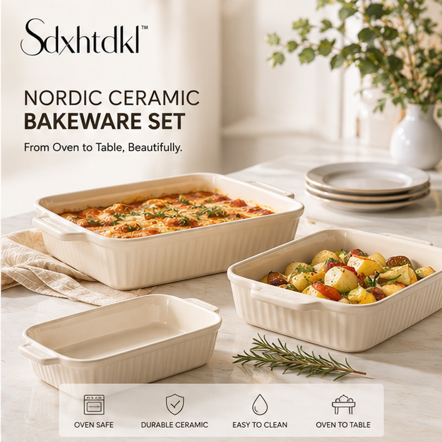Sdxhtdkl™ Nordic Ceramic Bakeware Dish Set for Oven-to-Table Serving