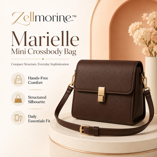 Zellmorine™ Marielle Structured Mini Crossbody Bag – Compact Shoulder Purse with Adjustable Strap
