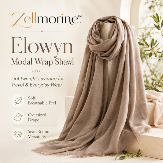 Zellmorine™ Elowyn Lightweight Modal Wrap Shawl – Soft Oversized Scarf for Travel & Layering
